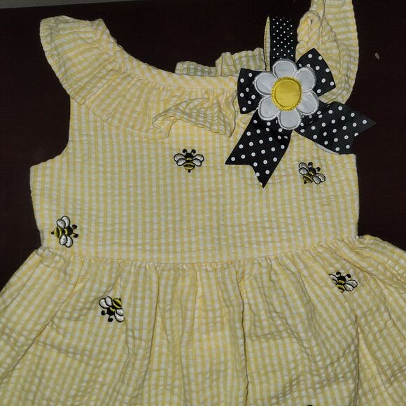 Counting Daisies Baby Girl Rockabilly Dress Size 2T Yellow Sunflower Polkadots - Picture 2 of 7
